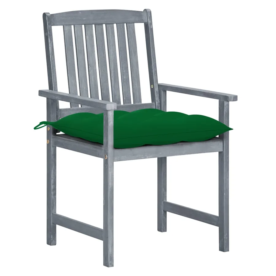 Chaises de jardin et coussins lot de 8 Bois acacia solide Gris - 2