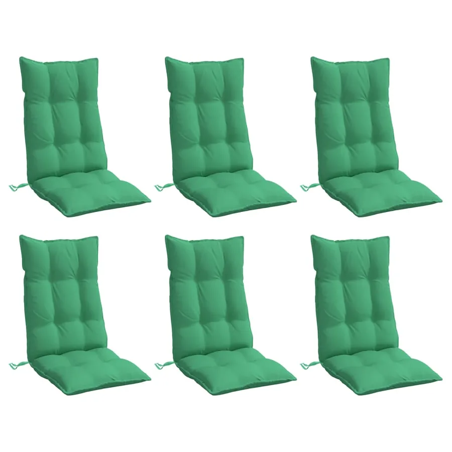 Coussins de chaise à dossier haut lot de 6 vert tissu oxford - 3