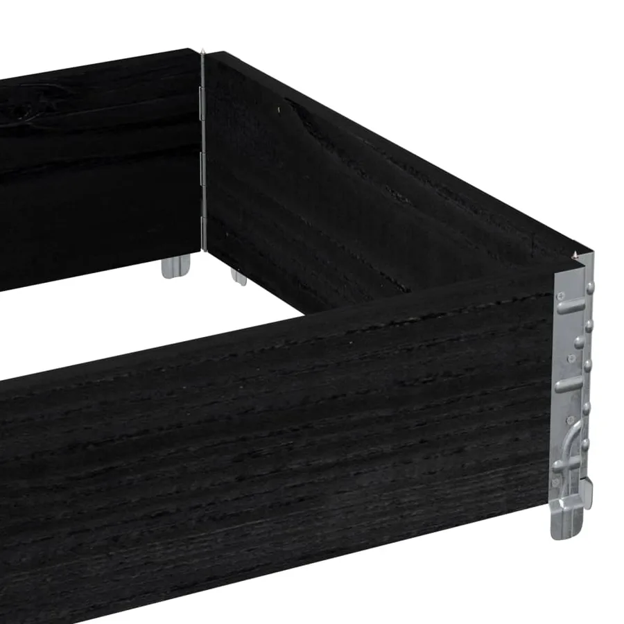 Jardinière noir 80x60 cm bois massif de pin - 7