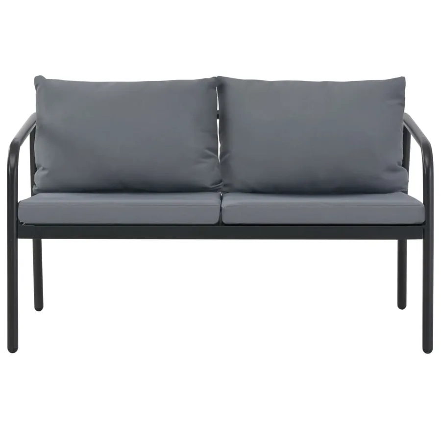 Canapé de jardin à 2 places avec coussins Gris Aluminium - 2