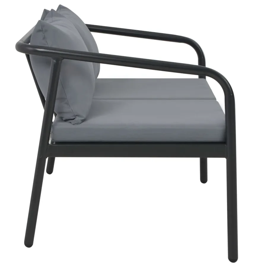 Canapé de jardin à 2 places avec coussins Gris Aluminium - 3