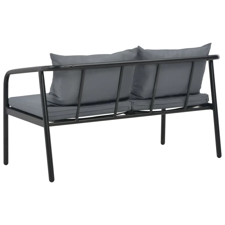 Canapé de jardin à 2 places avec coussins Gris Aluminium - 4