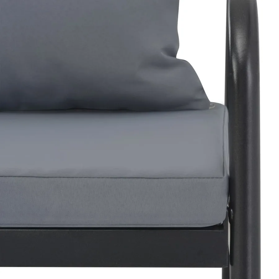 Canapé de jardin à 2 places avec coussins Gris Aluminium - 5