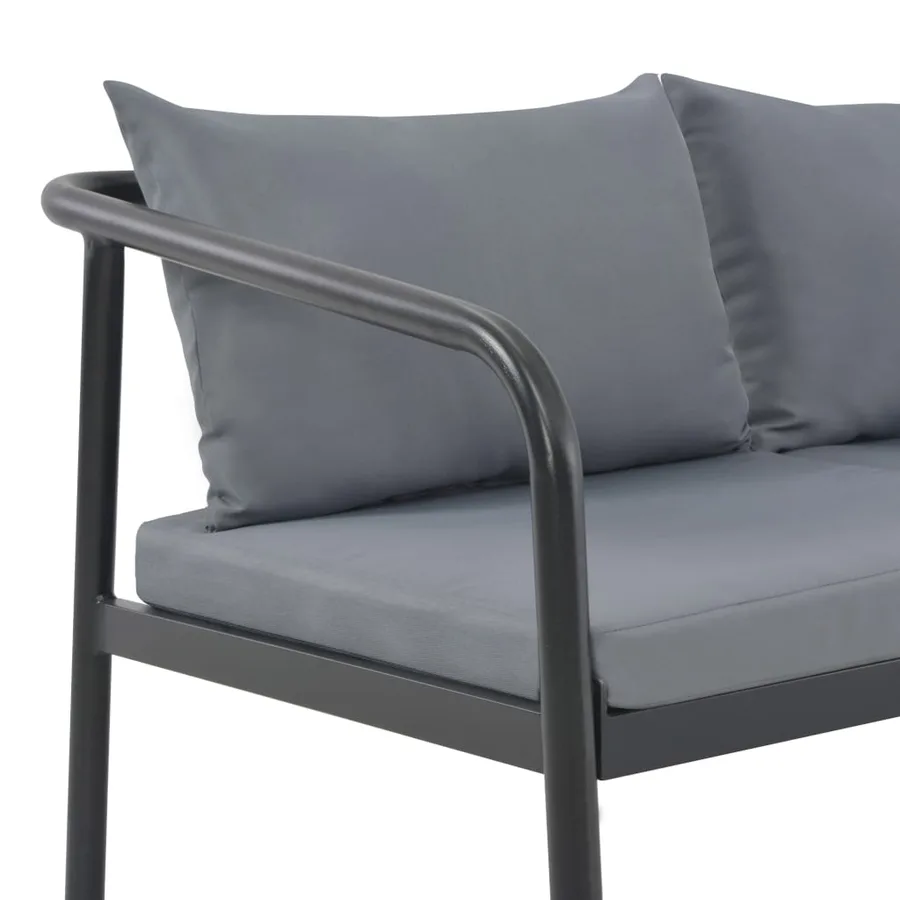 Canapé de jardin à 2 places avec coussins Gris Aluminium - 6