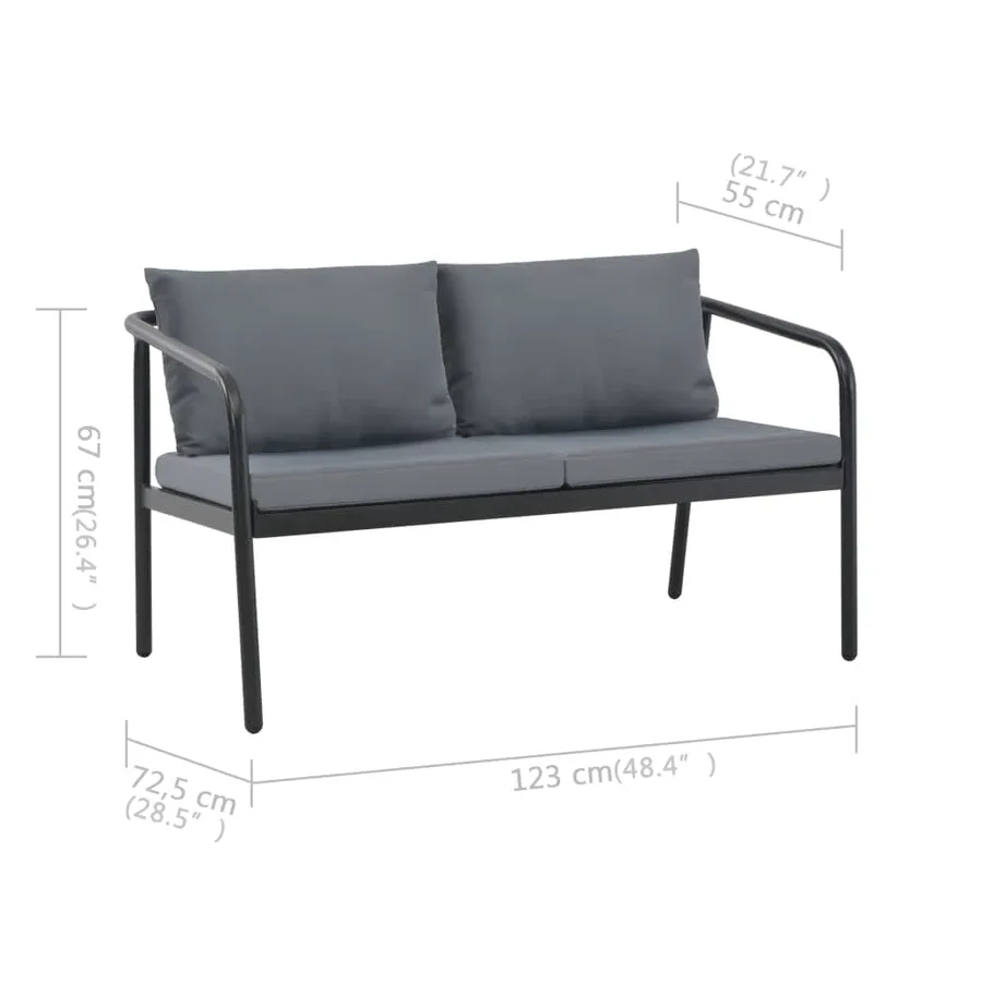 Canapé de jardin à 2 places avec coussins Gris Aluminium - 7