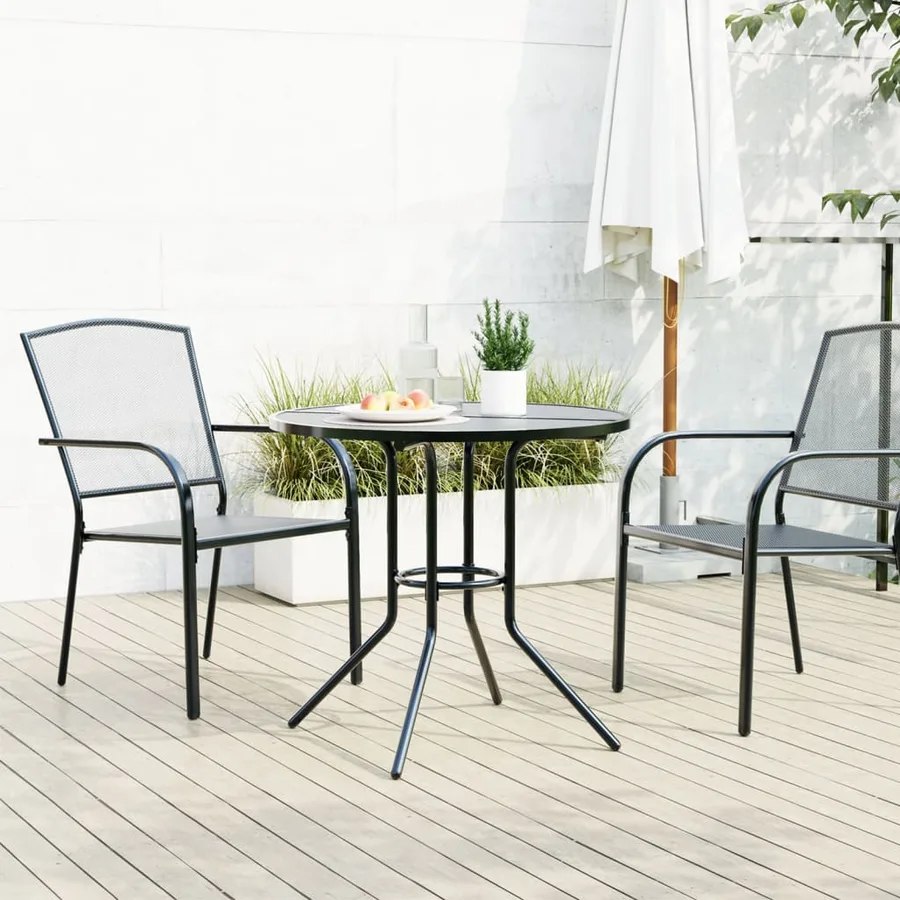 Table de patio ronde anthracite acier enduit de poudre - 3