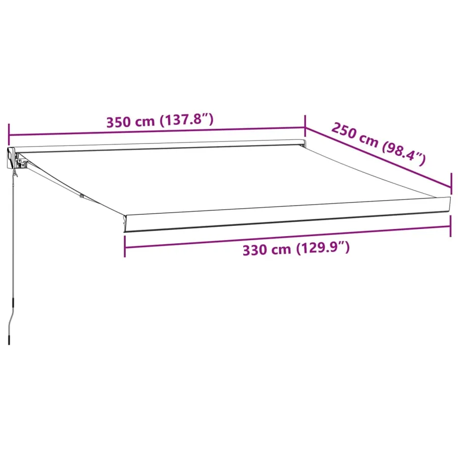 Auvent rétractable anthracite et blanc 3,5x2,5m tissu/aluminium - 9