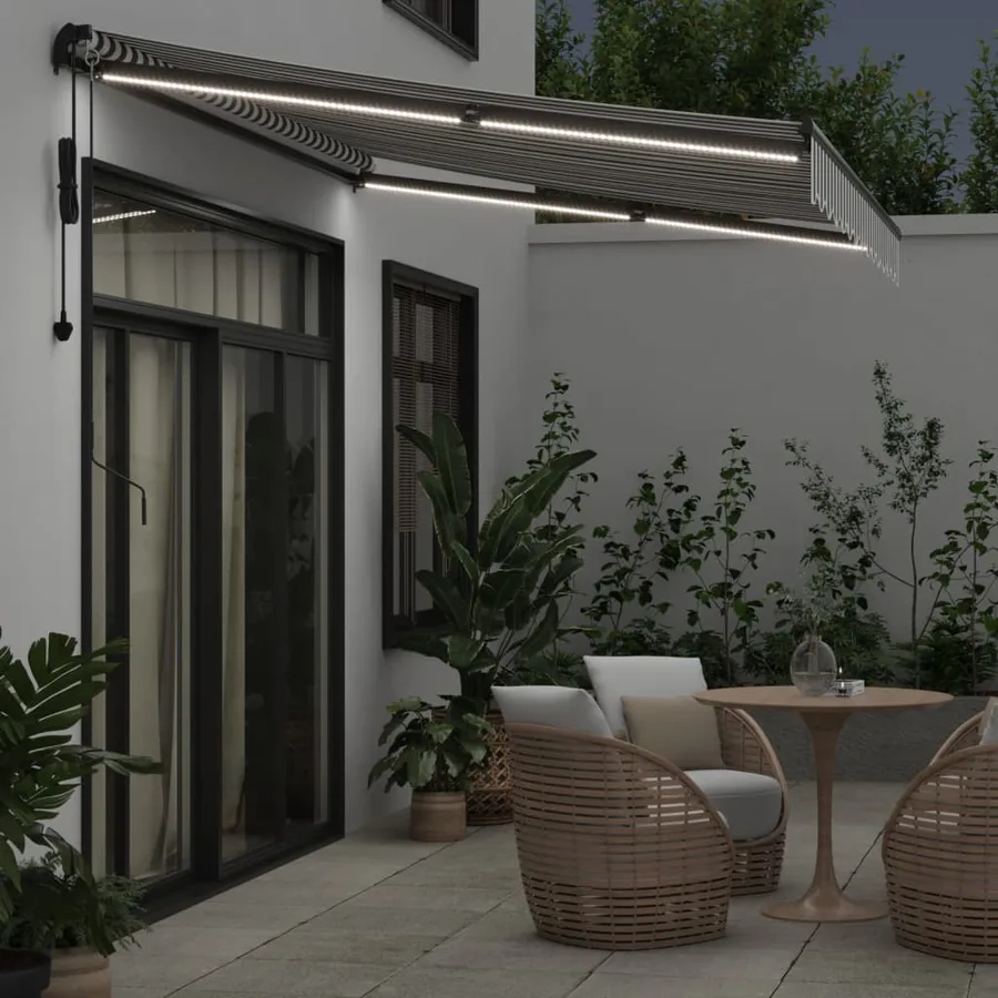 Auvent rétractable automatique avec LED anthracite et blanc - 3