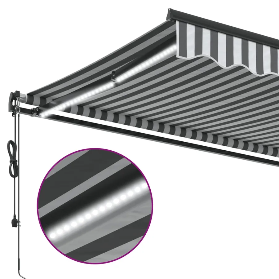 Auvent rétractable automatique avec LED anthracite et blanc - 8
