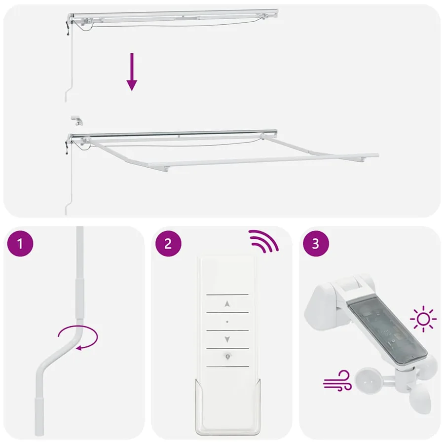 Auvent rétractable automatique avec LED marron 300x250 cm - 8