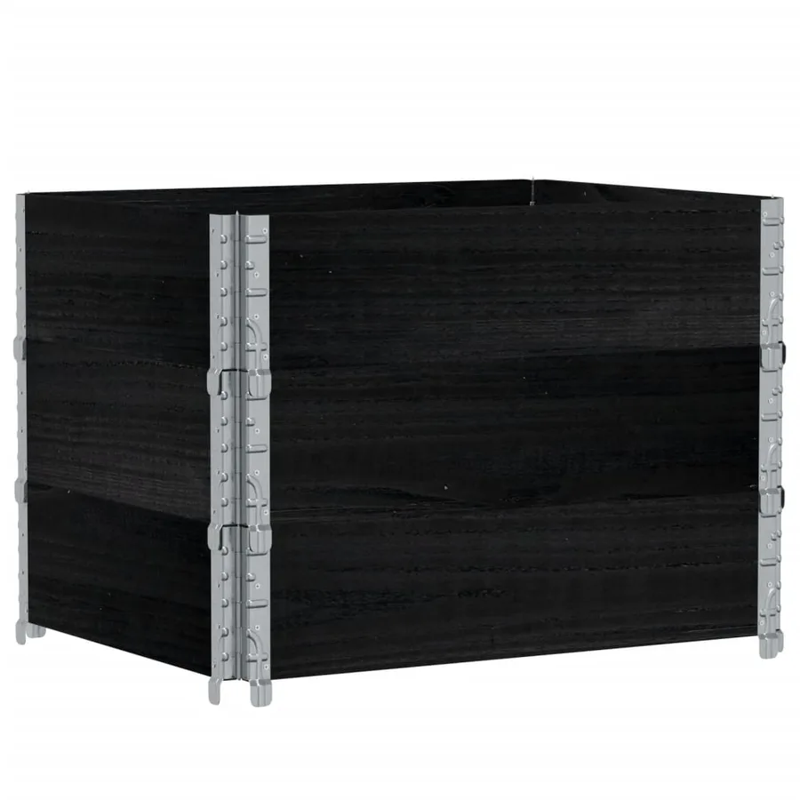 Jardinière noir 80x60 cm bois massif de pin - 2