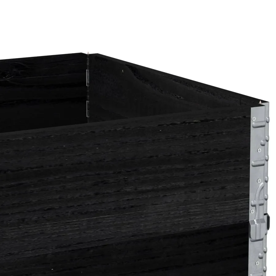 Jardinière noir 80x60 cm bois massif de pin - 7