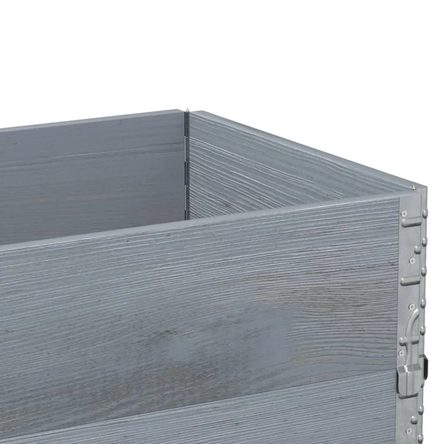 Jardinière gris 100x50 cm bois massif de pin - 7
