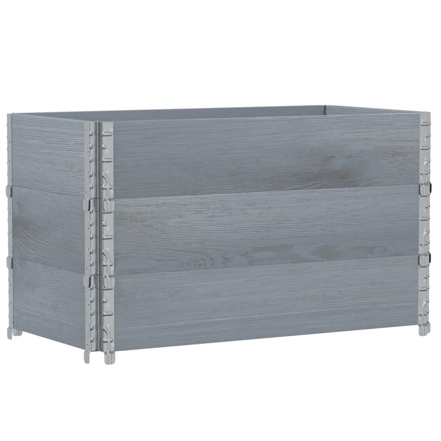 Jardinière gris 100x50 cm bois massif de pin - 2