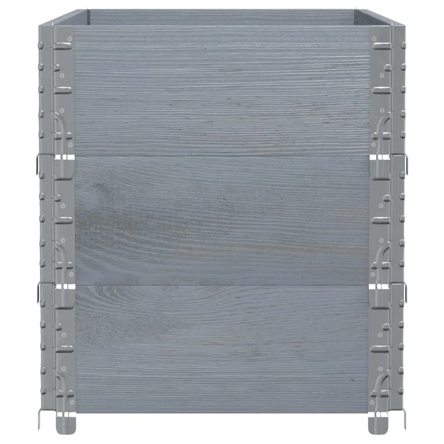 Jardinière gris 100x50 cm bois massif de pin - 4