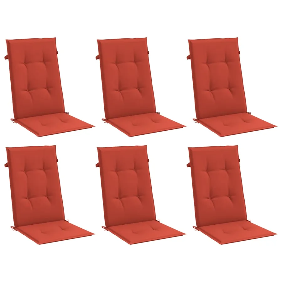 Coussins de chaise à dossier haut lot de 6 rouge mélangé tissu - 4