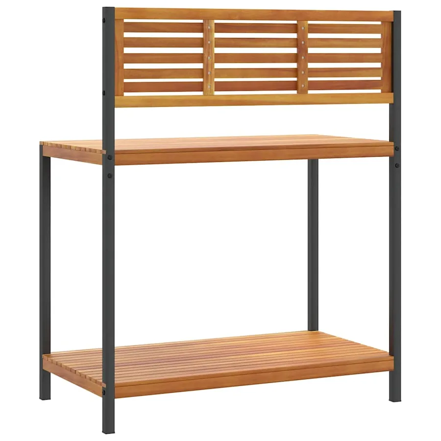 Table de travail de jardin bois d'acacia solide et acier - 6
