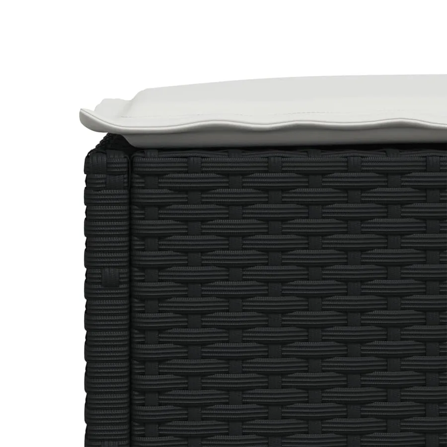 Tabouret de jardin et coussin noir 63,5x56x32 cm résine tressée - 7