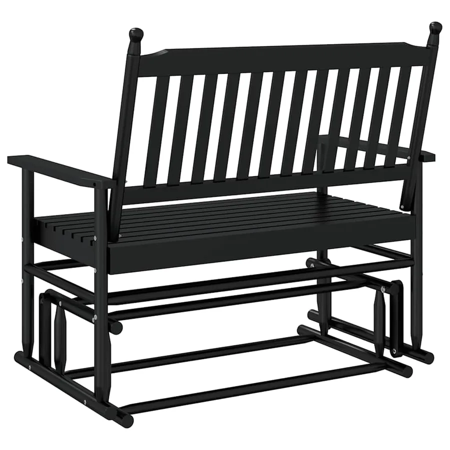 Banc balancelle noir 118x70x104,5 cm bois massif de peuplier - 6