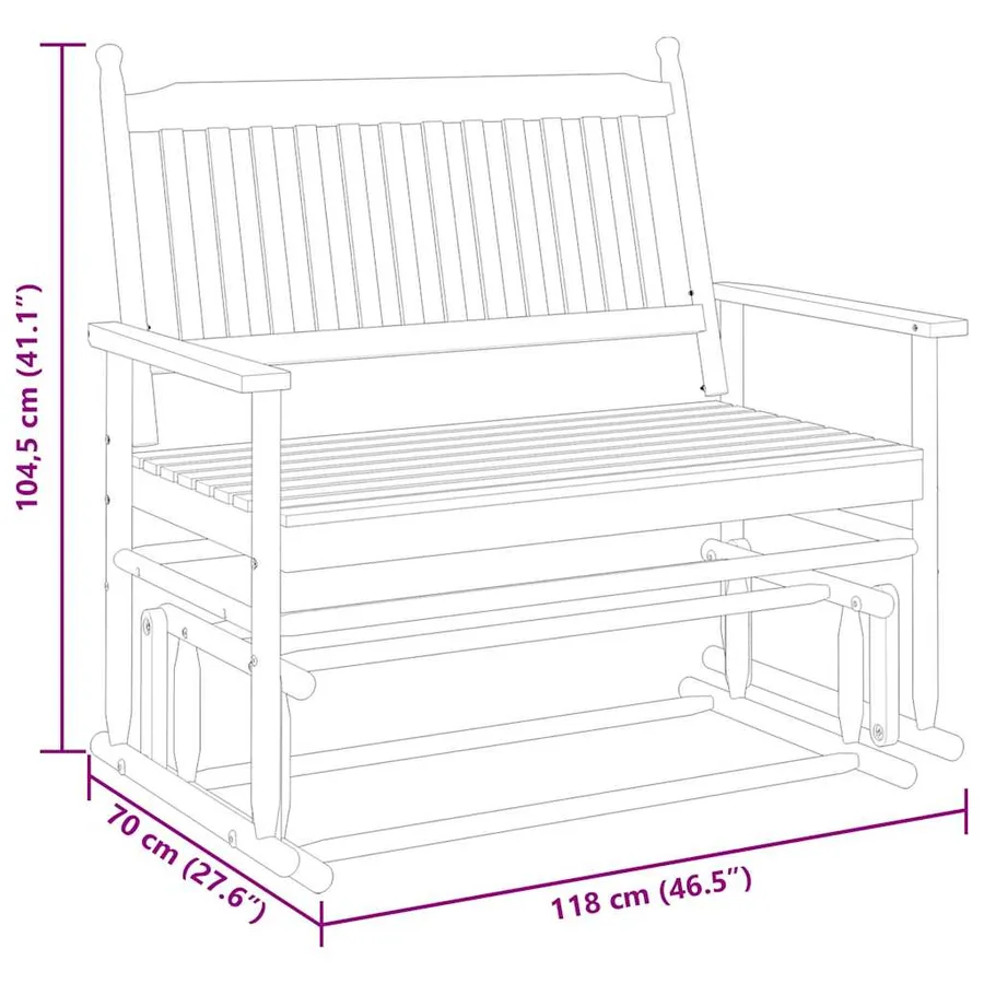 Banc balancelle noir 118x70x104,5 cm bois massif de peuplier - 8