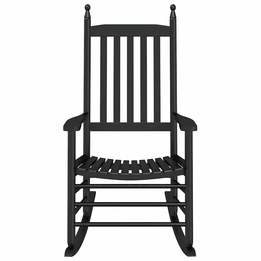 Chaise à bascule avec siège incurvé noir peuplier massif - 4
