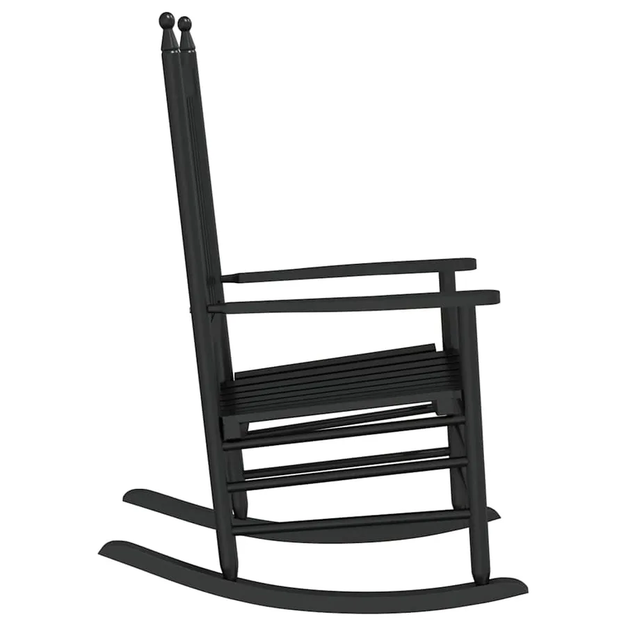 Chaise à bascule avec siège incurvé noir peuplier massif - 5