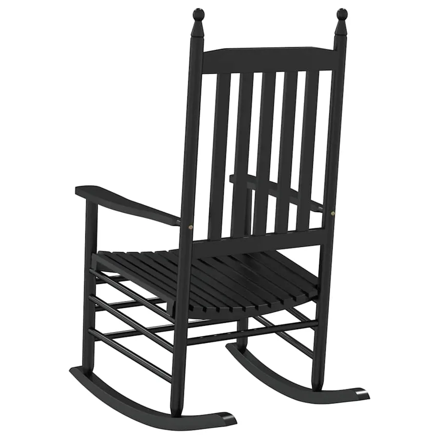 Chaise à bascule avec siège incurvé noir peuplier massif - 6