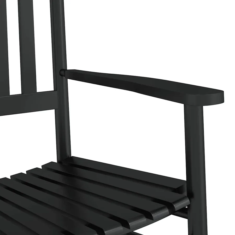 Chaise à bascule avec siège incurvé noir peuplier massif - 7