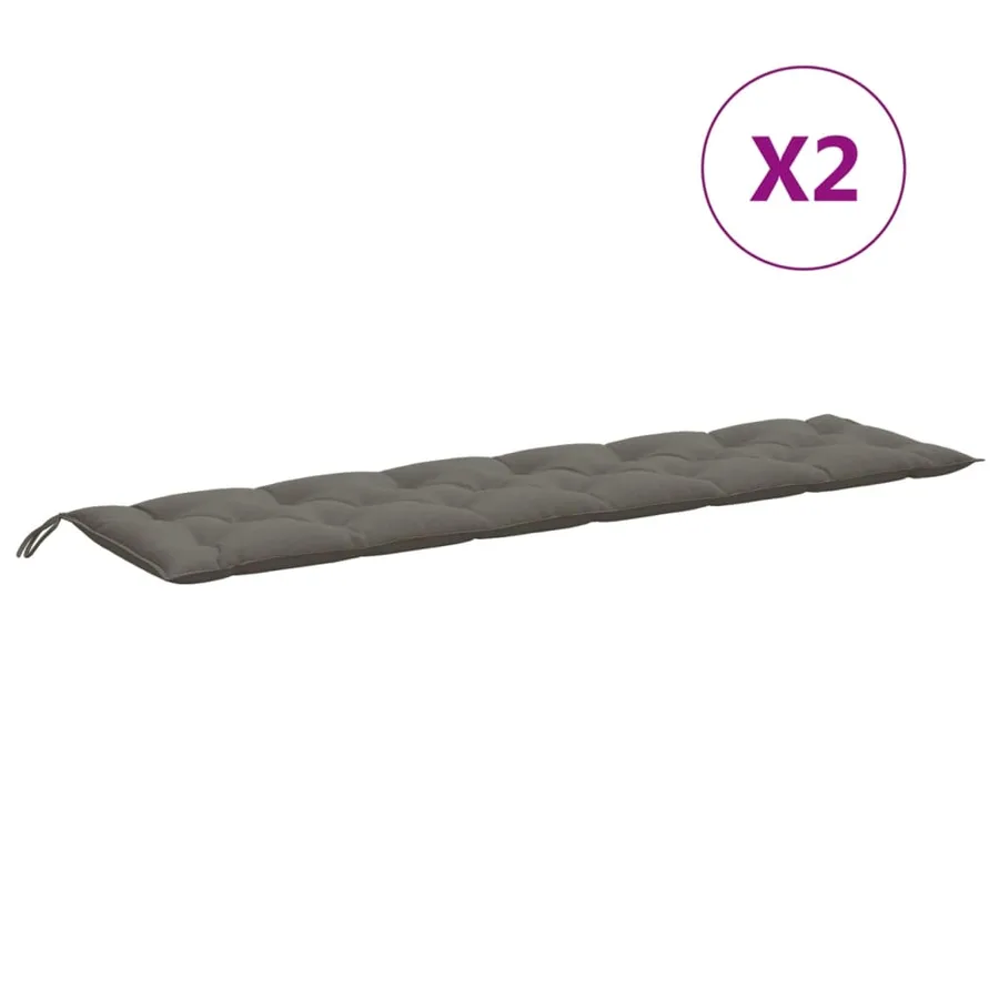 Coussins de banc de jardin lot de 2 gris foncé mélangé tissu - 4