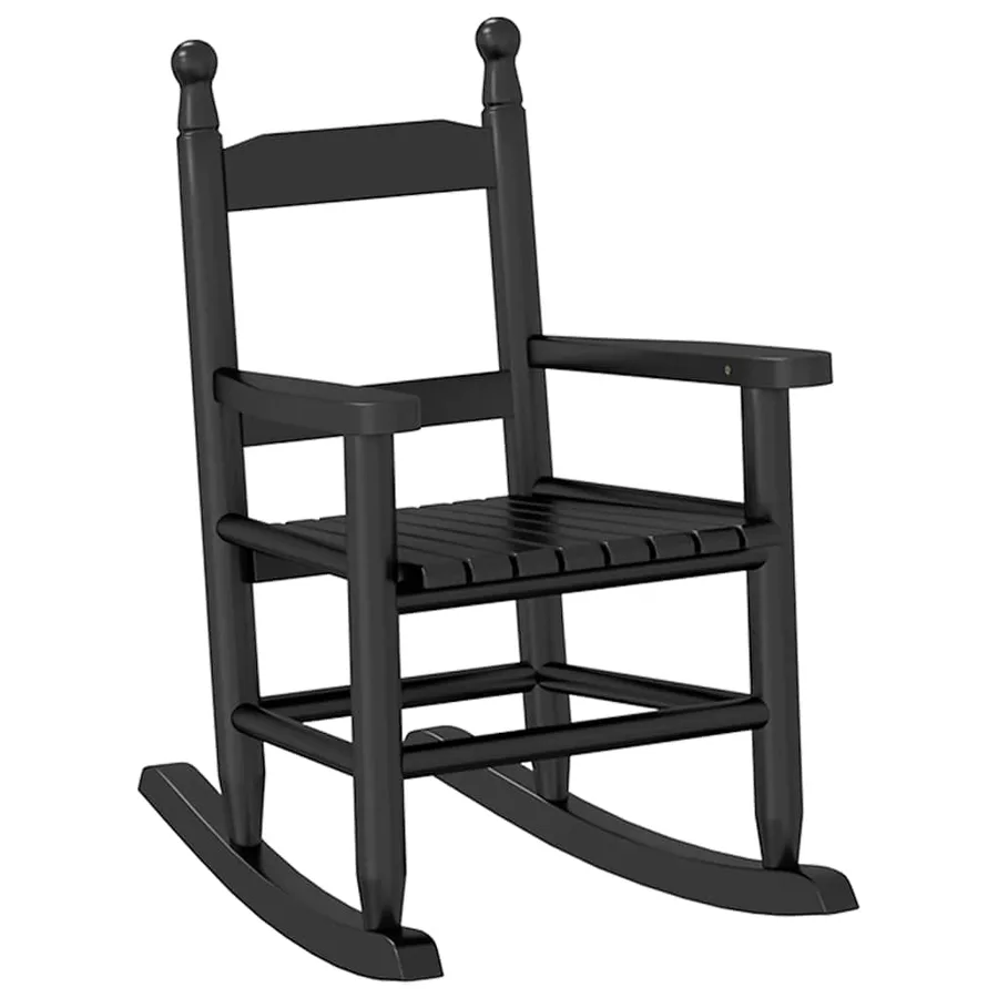 Chaise à bascule enfants noir bois de peuplier massif - 2
