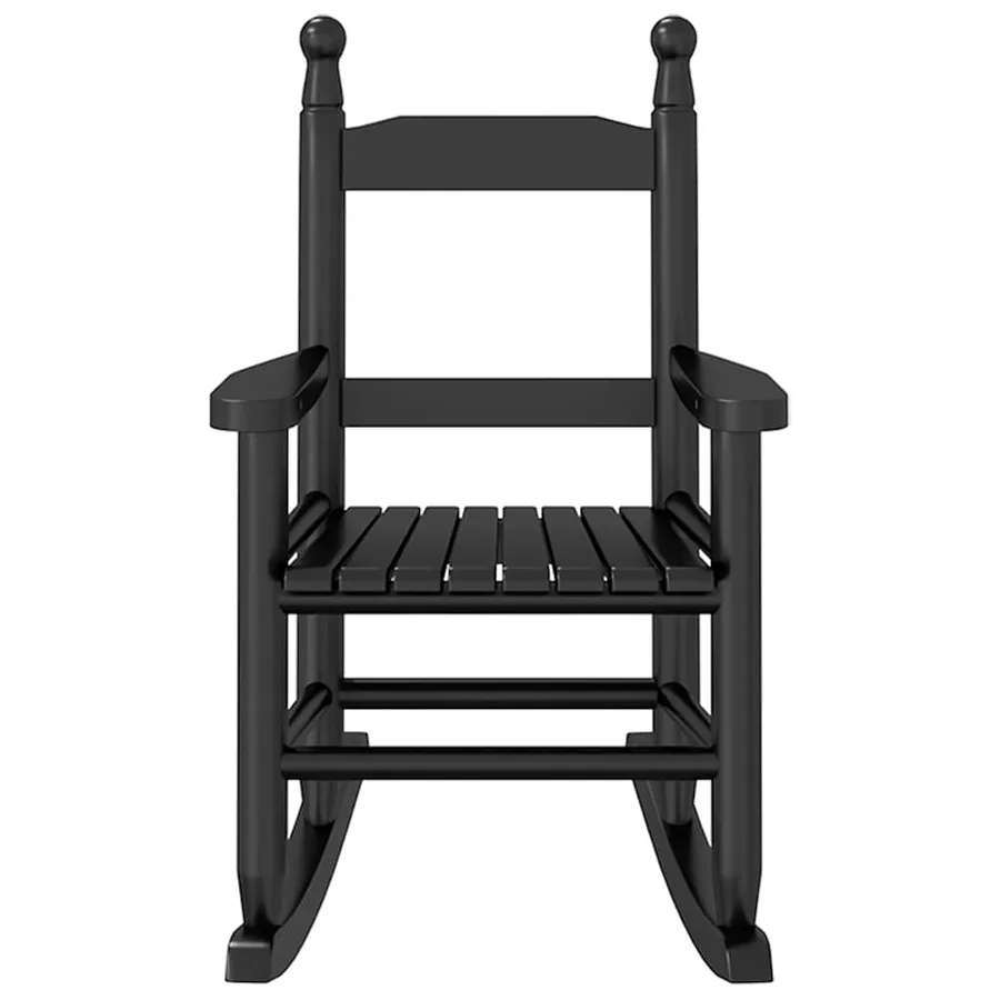 Chaise à bascule enfants noir bois de peuplier massif - 4