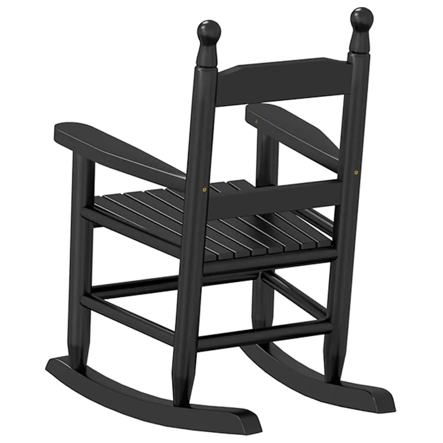Chaise à bascule enfants noir bois de peuplier massif - 6