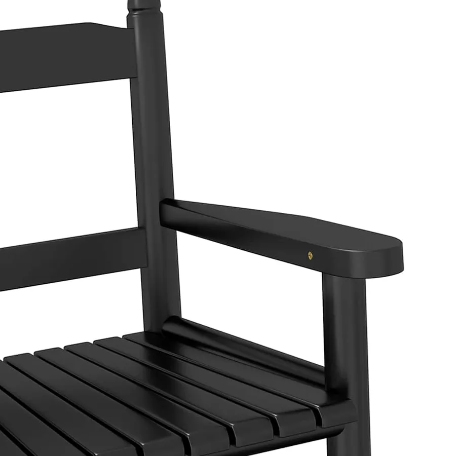 Chaise à bascule enfants noir bois de peuplier massif - 7