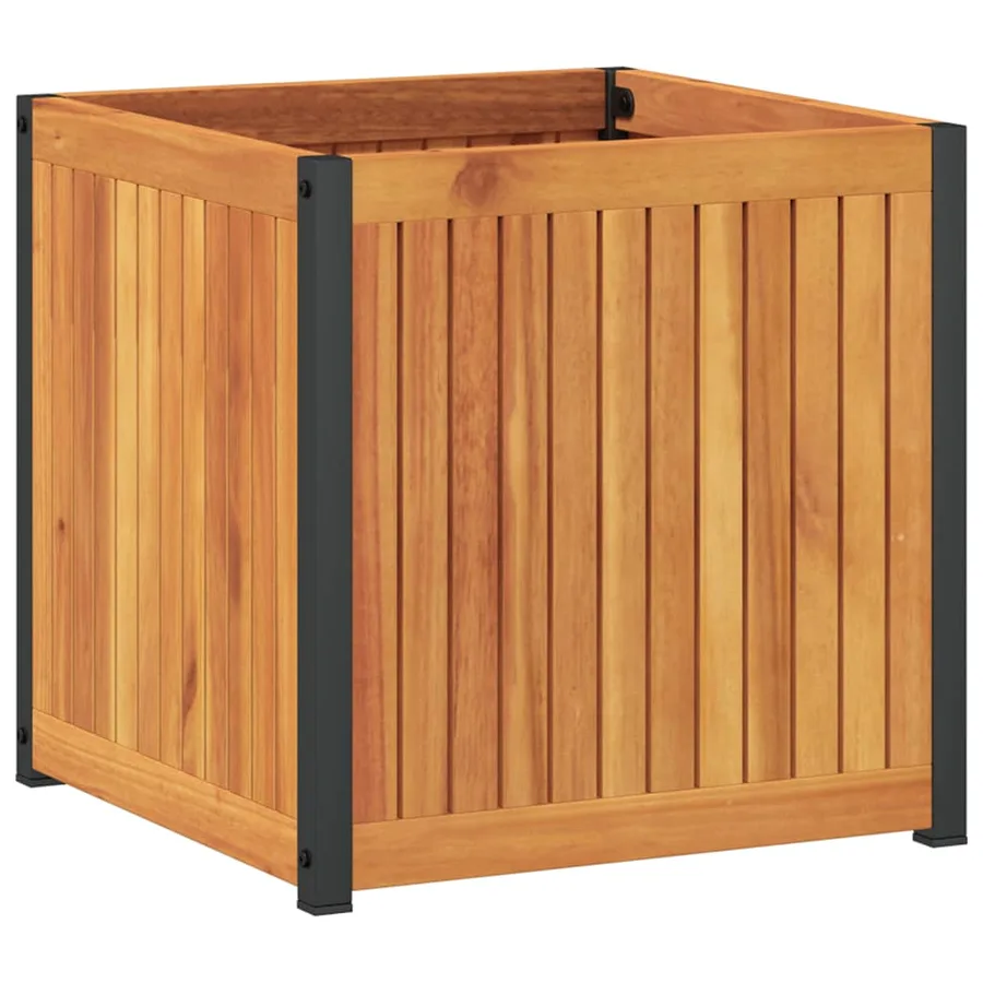 Jardinière 45x45x44 cm bois massif d'acacia et acier - 2