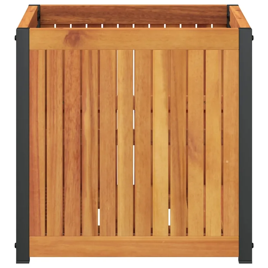 Jardinière 45x45x44 cm bois massif d'acacia et acier - 4