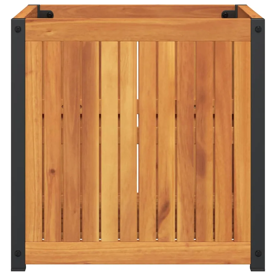 Jardinière 45x45x44 cm bois massif d'acacia et acier - 5