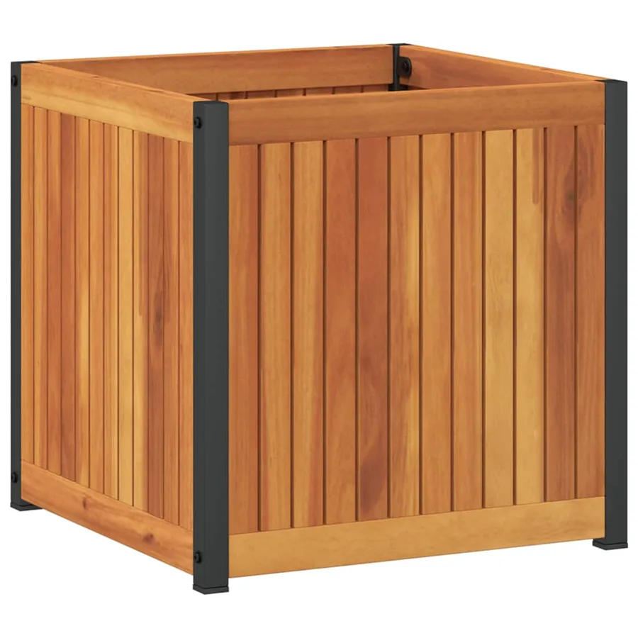 Jardinière 45x45x44 cm bois massif d'acacia et acier - 6