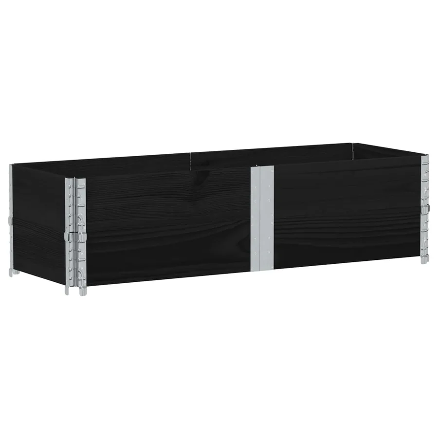 Jardinière noir 150x50 cm bois massif de pin - 2