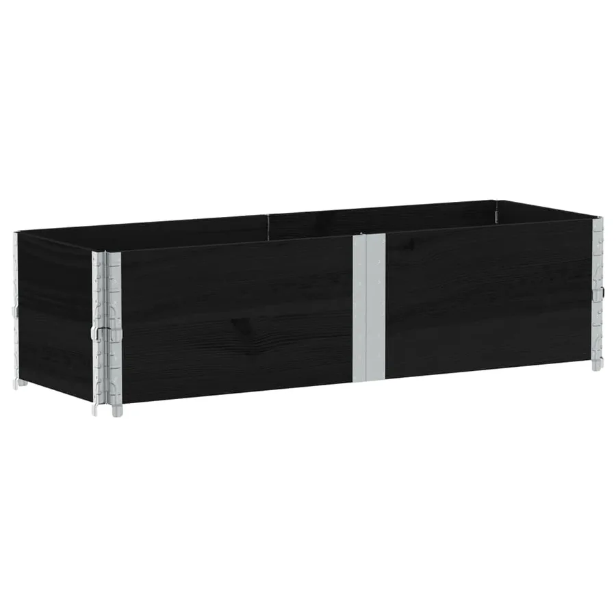 Jardinière noir 150x50 cm bois massif de pin - 5