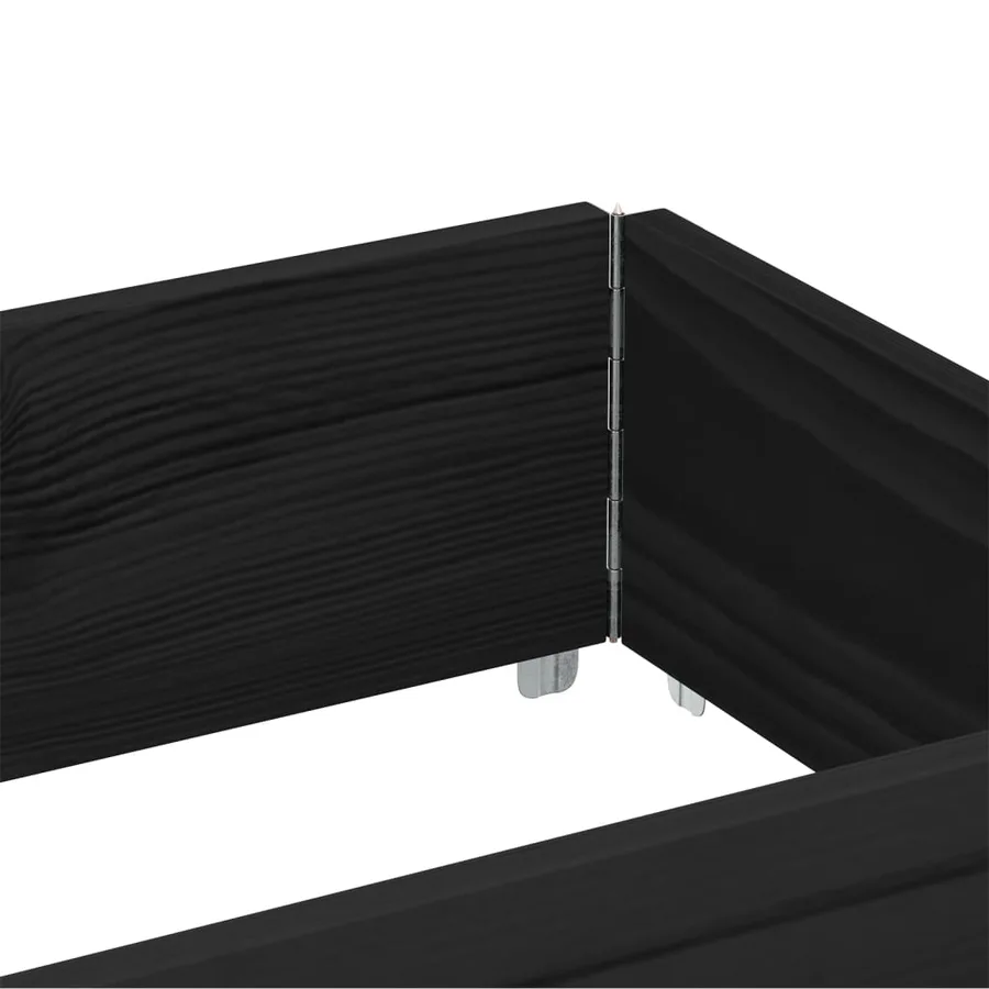 Jardinière noir 150x50 cm bois massif de pin - 7