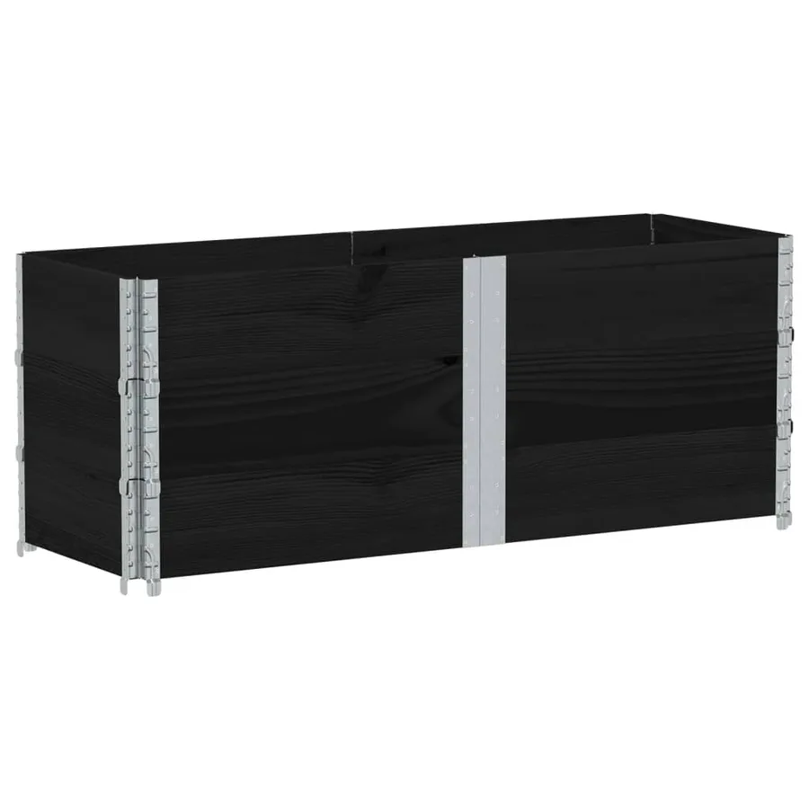 Jardinière noir 150x50 cm bois massif de pin - 2