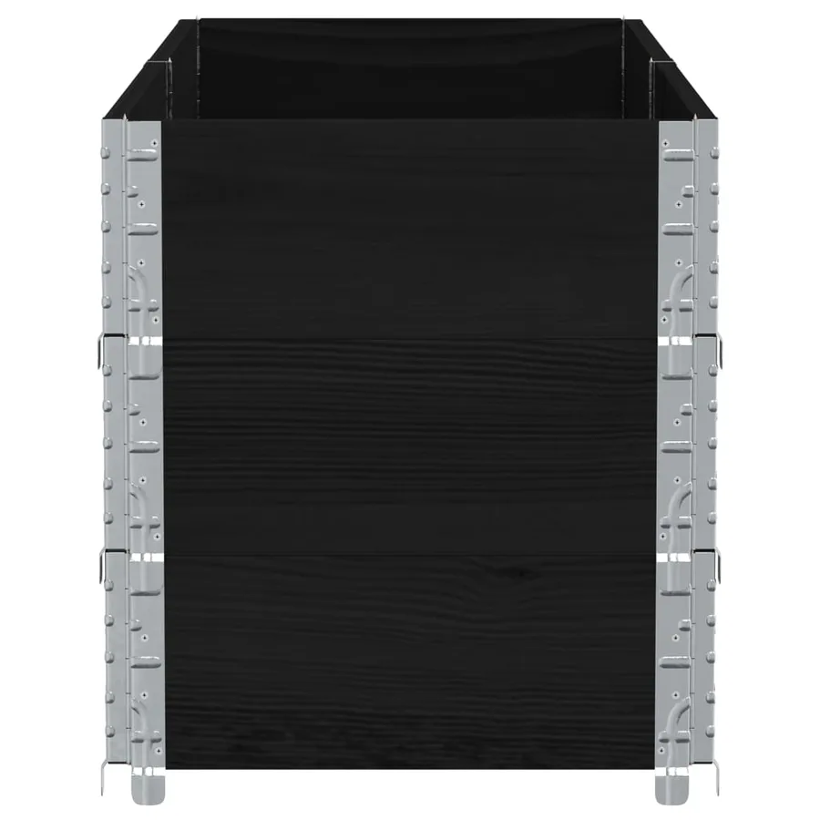 Jardinière noir 150x50 cm bois massif de pin - 4