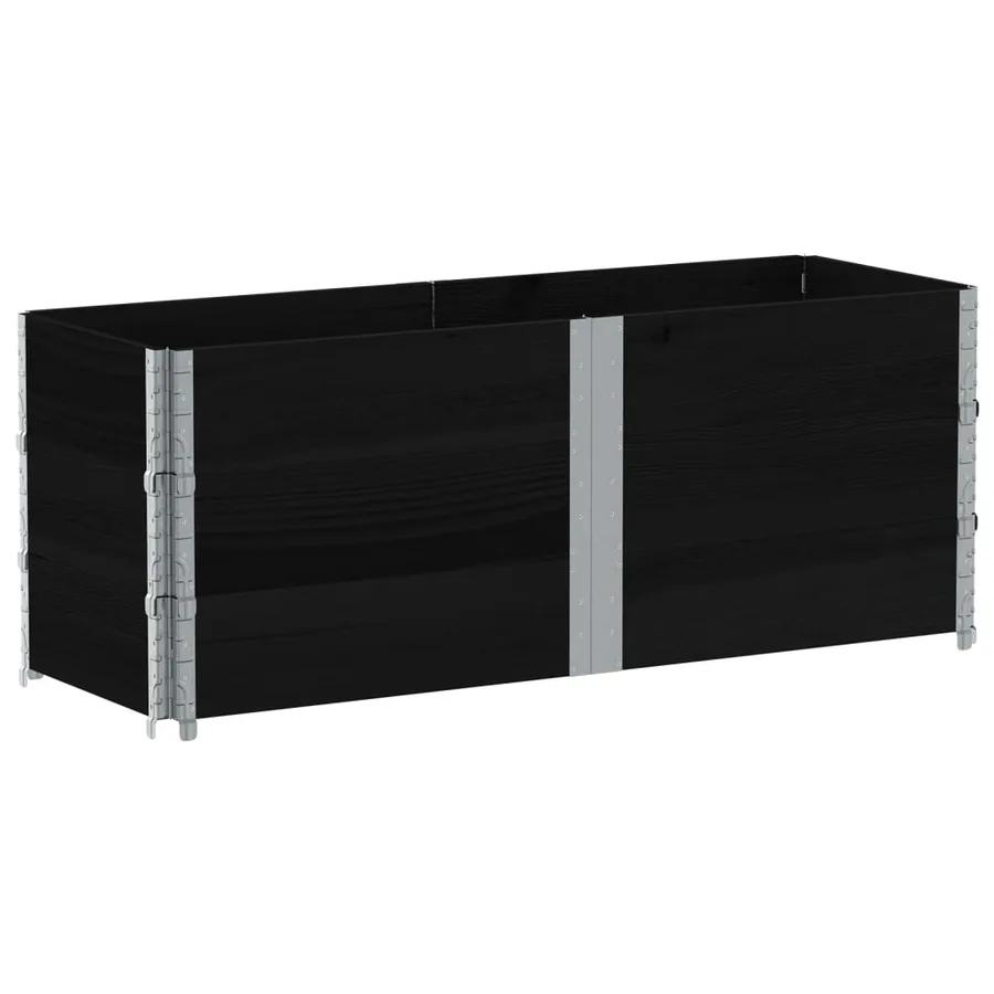 Jardinière noir 150x50 cm bois massif de pin - 5