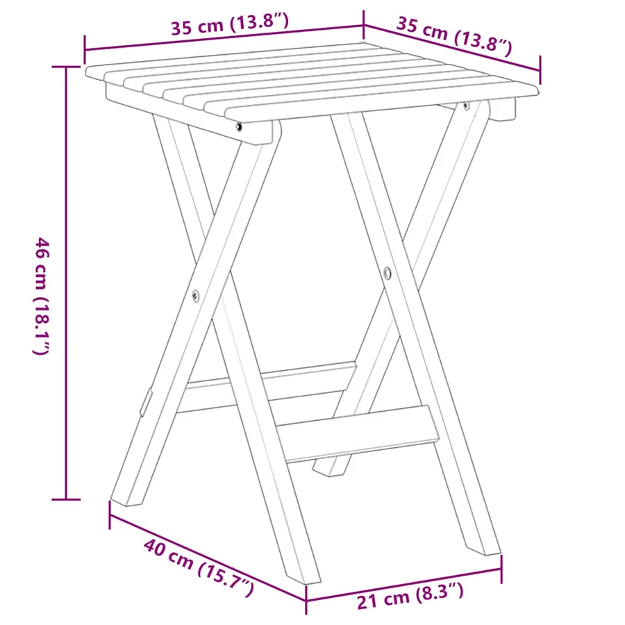 Table d’appoint pliable marron bois de peuplier massif - 9
