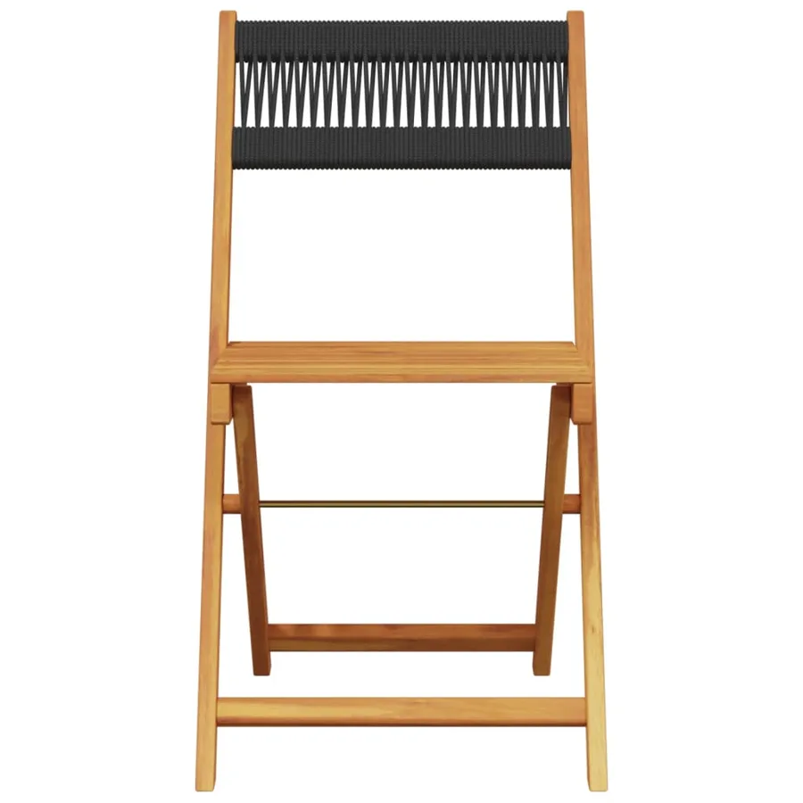 Chaises de bistrot lot de 2 noir bois d'acacia et corde - 5