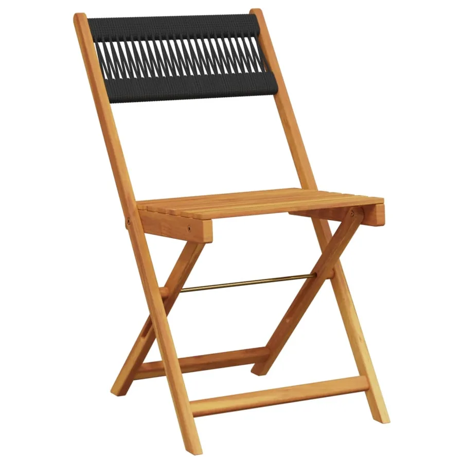 Chaises de jardin pliantes lot de 6 noir bois d'acacia massif - 3