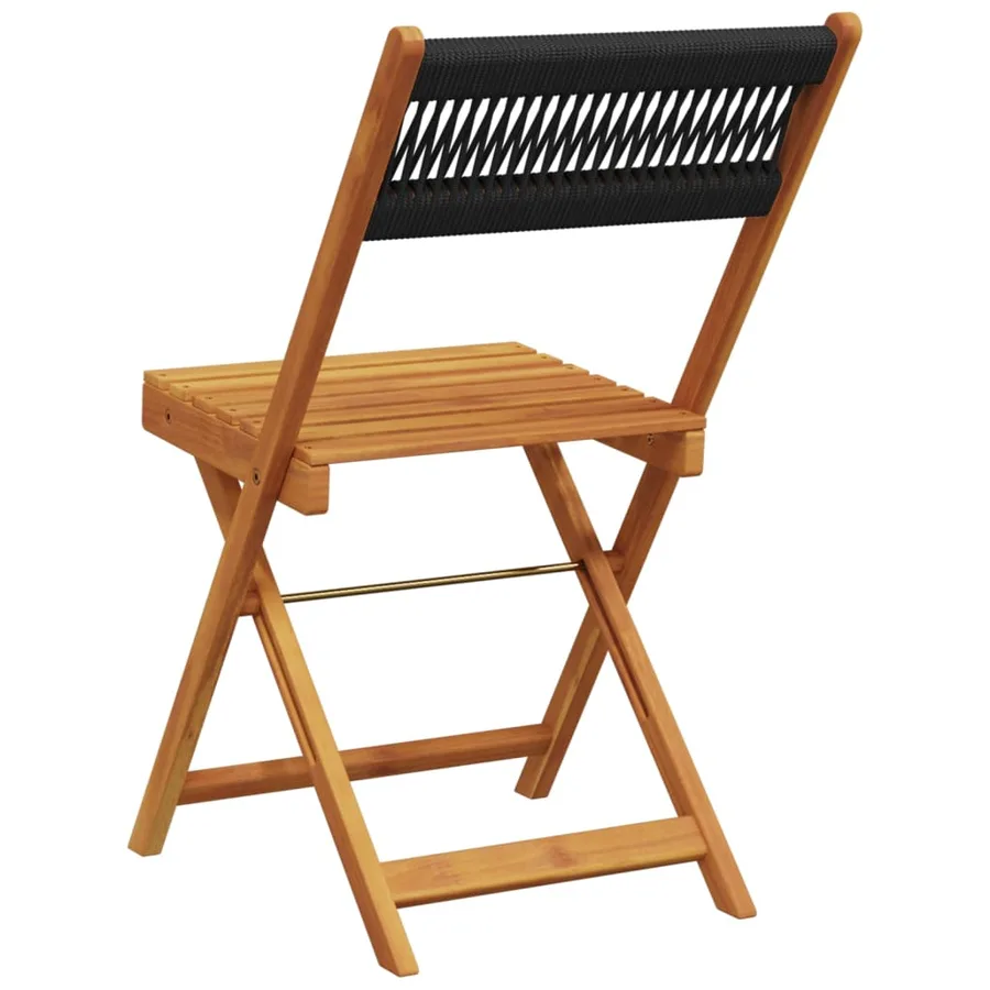Chaises de jardin pliantes lot de 6 noir bois d'acacia massif - 6