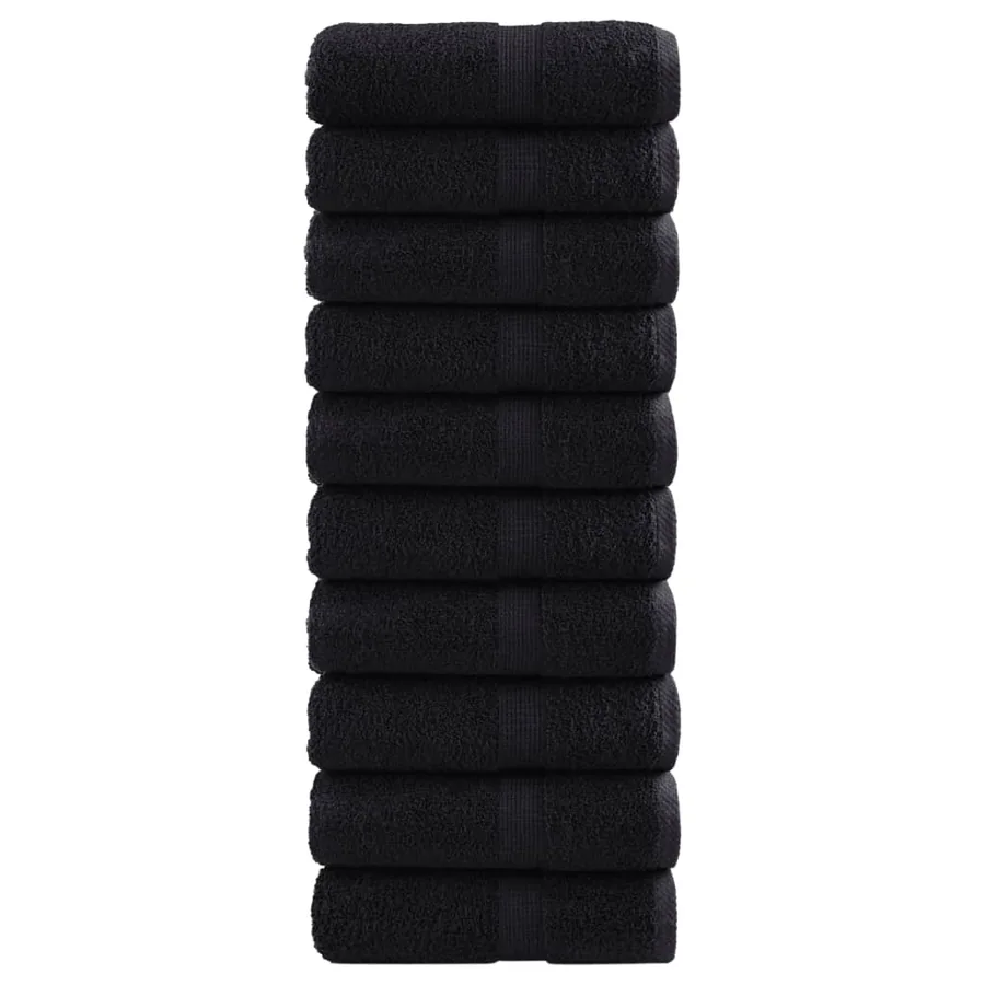 Serviettes de toilette Premium SOLUND 10 pièces Noir 30 x 30 cm 600 g/m²
