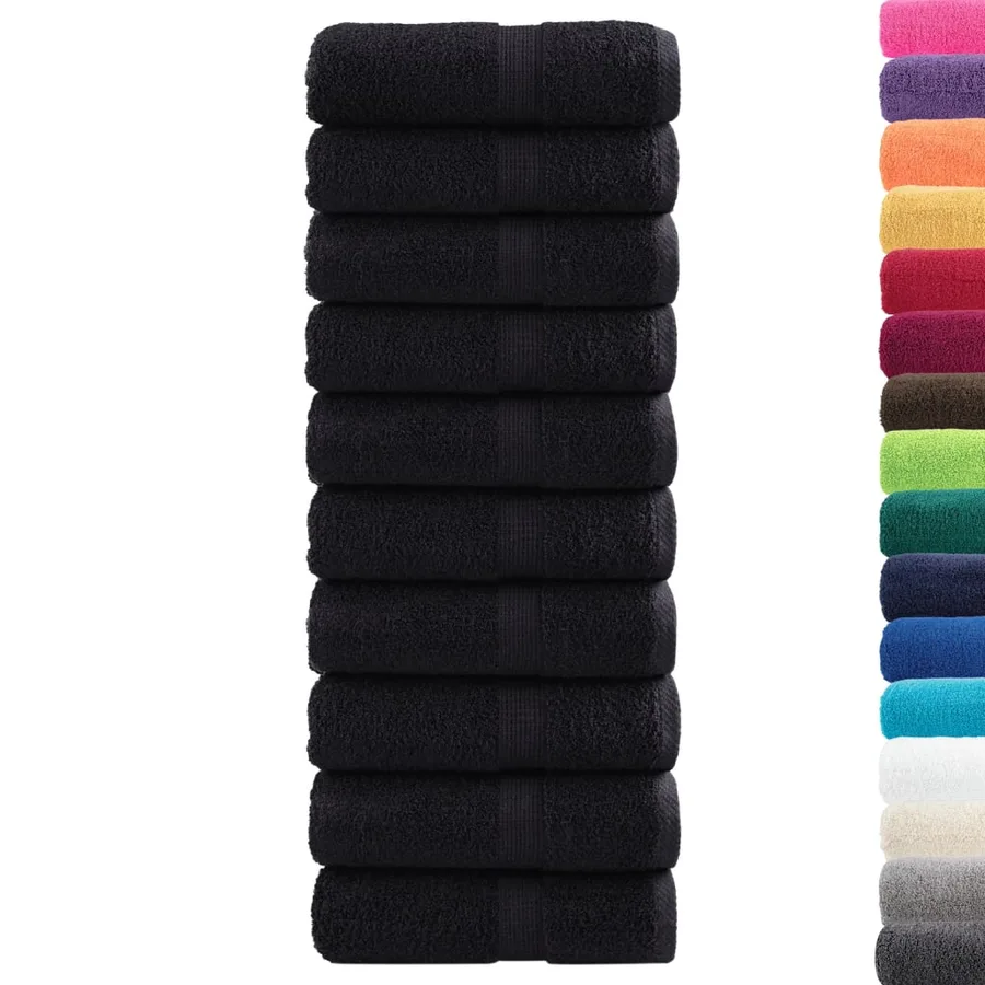 Serviettes de toilette Premium SOLUND 10 pièces Noir 30 x 30 cm 600 g/m² - 2