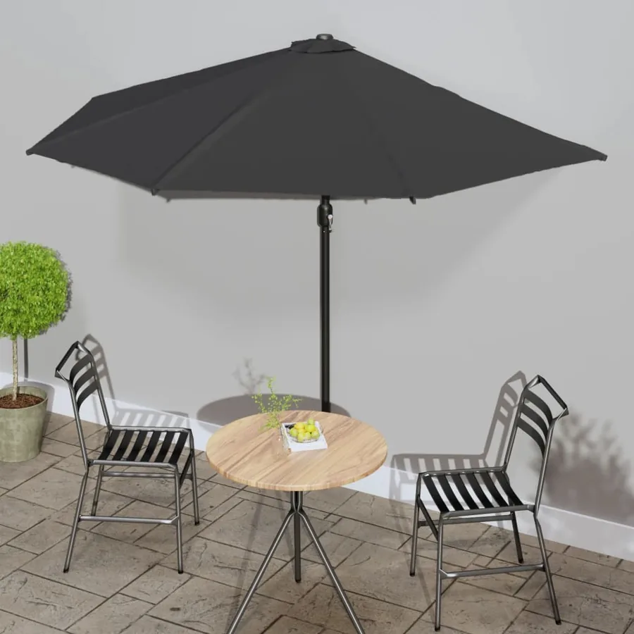 Parasol de balcon avec mât en aluminium Noir 300x155x223cm Demi